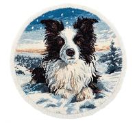 kitphoenix Round DIY Latch Hook Rug Kits Animal Dog 20X20Inch (50X50Cm) Easy for Beginners Round Carpet Crochet Yarn Craft Large Rug Hook and Latch Tapestry for Home Decor