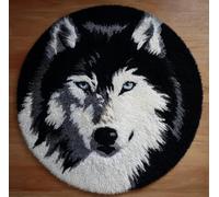 kitphoenix Round DIY Latch Hook Rug Kits Animal Dog 20X20Inch (50X50Cm) Easy for Beginners Round Carpet Crochet Yarn Craft Large Rug Hook and Latch Tapestry for Home Decor