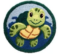 kitphoenix Round DIY Latch Hook Rug Kits Cartoon Turtle 20X20Inch (50X50Cm) Easy for Beginners Children Round Carpet Crochet Yarn Craft Large Rug Hook and Latch Tapestry for Home Decor