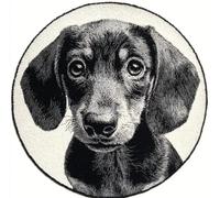 kitphoenix Round Shape Latch Hook Kits Rug Animal Dog 50X50Cm DIY Cushion Rug Carpet Making Crochet Hook Kits Pre Printed Pattern Canvas Cushion Acrylic Yarn Hooking Kits Mat Kits