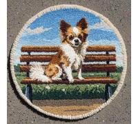 kitphoenix Round Shape Latch Hook Kits Rug Chihuahua 50X50Cm DIY Cushion Rug Carpet Making Crochet Hook Kits Pre Printed Pattern Canvas Cushion Acrylic Yarn Hooking Kits Mat Kits