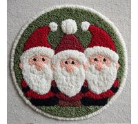 kitphoenix Rug DIY Crafts Yarn Carpet Round Shape Christmas Gnomes 20X20Inch (50X50Cm) Latch Hook Rug Crochet Kits for Beginners Adults