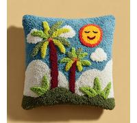 kitphoenix Sun and Tree Latch Hook Cushion Kit for Adults & Beginners,Pre-Printed Canvas Rug Making Kit,DIY Pillow Cover Craft Set 43x43 cm,Colourful Crochet Kit for Stress Relief & Mindfulness