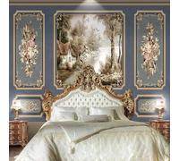 Kitquiver 3D Wallpaper Retro Floral Landscape Wallpaper Mural Photo Print Optical Illusion Wall Art Print Decoration Poster 300x210cm