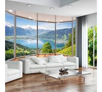 Kitquiver 3D Wallpaper The Scenery of Mountains,Rivers and Lakes Outside The Window Mural Wallpaper 3D Effect Decoration Wall Paper Living for Bedroom 300x210cm
