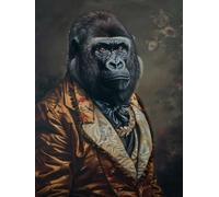 Kitquiver 5D Diamond Art Kits Gorilla Animal Wearing Clothes Crystal Art Kits Round Full Drill Embroidery Pictures Arts Craft for Home Wall Decor 40x50cm