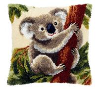 Kitquiver Animal Latch Hook Cushion Kits Koalas in The Tree DIY Latch Hook Kits Pillowcase Embroidery,Knitting,Gift for Adults/Beginners 17x17In