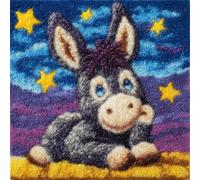 Kitquiver Animal Latch Hook Cushion Set Cartoon Donkey Crochet Needlework Crafts with Latch Hook Tool for Adults DIY Handmade Home Cushion Kits Decor 17x17In