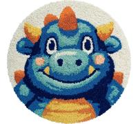 Kitquiver Animal Latch Hook Kit Cartoon Dinosaur Knitting Kits for Adults Latch Hook Canvas DIY Rugs Crochet Yarn Set Embroidery Kit 60x60cm