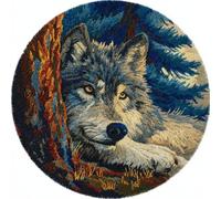 Kitquiver Animal Latch Hook Rug Kits Big Tree and Wolf Latch Hook Kit for Beginners，Tapestry Carpet Latchs Set for Adults Self Knotting Set DIY Craft Kits 50x50cm