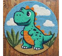 Kitquiver Animal Latch Hook Rug Kits Cartoon Dinosaur DIY Latch Hook Rug Kit for Adults，Carpet Making Needlework for Beginners，Home Decor 60x60cm