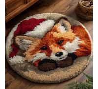 Kitquiver Animal Rug Making Kit for Adults Cartoon Fox DIY Rug Making Craft Kits with Yarn & Canvas and Crochet Needle Embroidery Decoration 80x80cm