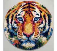 Kitquiver Animal Rug Making Kit for Adults Colorful Tiger Latch Hook Kit for Beginners，Tapestry Carpet Latchs Set for Adults Self Knotting Set DIY Craft Kits 60x60cm