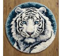 Kitquiver Animal Tapestry Kits for Adults Cartoon White Tiger Rug Making Kits for Adults Latch Hook Canvas DIY Rugs Crochet Yarn Set Embroidery Kit 100x100cm