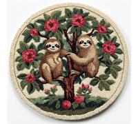 Kitquiver Animal Tapestry Kits for Adults Sloth and Flower Tree Latch Hook Kit for Beginners，Tapestry Carpet Latchs Set for Adults Self Knotting Set DIY Craft Kits 100x100cm