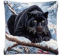 Kitquiver Cushion Making Kit Leopards in The Snow Cushion Pillow Front Chunky Cross Stitch Kits DIY Embroidery Needlepoint Kit for Home Décor 17x17In