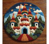 Kitquiver DIY Latch Hook Rug Kit for Aldult,Christmas Castle 50X 50Cm