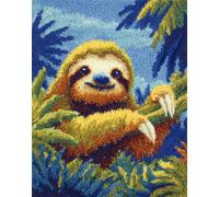 Kitquiver DIY Latch Hook Rug,Sloth in The Field 15X20In/52X38Cm,Crochet Kits Embroidery Kits Home Carpet Rug Making Canvas,Needlework Crafts for Home Decor