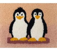 Kitquiver DIY Latch Hook Rug,Two Penguins,Crochet Kits Embroidery Kits Home Carpet Rug Making Canvas,Needlework Crafts for Home Decor
