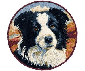 Kitquiver Dog Animal Latch Hook Cushion Kits Cartoon Border Collie Latch Hook Kit for Beginners，Tapestry Carpet Latchs Set for Adults Self Knotting Set DIY Craft Kits 100x100cm