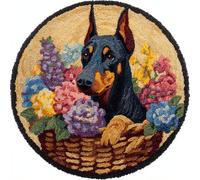 Kitquiver Dog Animal Latch Hook Kit Rug Fantasy Doberman Latch Hook Kit for Beginners，Tapestry Carpet Latchs Set for Adults Self Knotting Set DIY Craft Kits 60x60cm