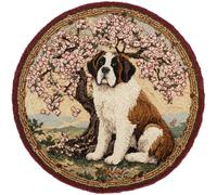 Kitquiver Dog Animal Latch Hook Rug Kits Saint Bernard and Flower Tree DIY Rug Making Craft Kits with Yarn & Canvas and Crochet Needle Embroidery Decoration 50x50cm