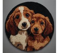 Kitquiver Dog Animal Latch Hook Rug Kits Two Dachshunds Latch Hook Kit for Beginners，Tapestry Carpet Latchs Set for Adults Self Knotting Set DIY Craft Kits 50x50cm