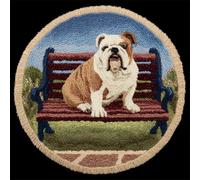 Kitquiver Dog Animal Rug Making Kit for Adults Bulldog On The Bench Latch Hook Kit for Beginners，Tapestry Carpet Latchs Set for Adults Self Knotting Set DIY Craft Kits 80x80cm
