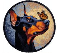 Kitquiver Dog Animal Rug Making Kit for Adults Fantasy Doberman Latch Hook Kit for Beginners，Tapestry Carpet Latchs Set for Adults Self Knotting Set DIY Craft Kits 100x100cm