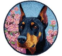 Kitquiver Dog Animal Rug Making Kit for Adults Fantasy Doberman Latch Hook Kit for Beginners，Tapestry Carpet Latchs Set for Adults Self Knotting Set DIY Craft Kits 50x50cm