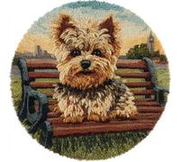 Kitquiver Dog Animals Latch Hook Rug Kits Yorkshire Terrier in The Park Latch Hook Kit for Beginners，Tapestry Carpet Latchs Set for Adults Self Knotting Set DIY Craft Kits 50x50cm