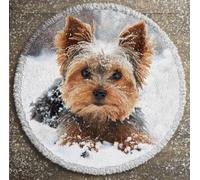 Kitquiver Dog Animals Latch Hook Rug Kits Yorkshire Terrier in The Snow Latch Hook Kit for Beginners，Tapestry Carpet Latchs Set for Adults Self Knotting Set DIY Craft Kits 50x50cm