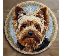 Kitquiver Dog Animals Rug Making Kits Cartoon Yorkshire Terrier Latch Hook Kit for Beginners，Tapestry Carpet Latchs Set for Adults Self Knotting Set DIY Craft Kits 50x50cm
