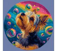 Kitquiver Dog Animals Rug Making Kits Colored Yorkshire Terrier Latch Hook Kit for Beginners，Tapestry Carpet Latchs Set for Adults Self Knotting Set DIY Craft Kits 50x50cm