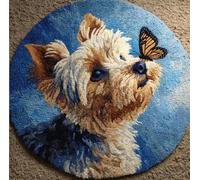 Kitquiver Dog Animals Rug Making Kits Yorkshire Terrier and Papillon Latch Hook Kit for Beginners，Tapestry Carpet Latchs Set for Adults Self Knotting Set DIY Craft Kits 50x50cm