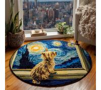 Kitquiver Dog Animals Rug Making Kits Yorkshire Terrier and The Starry Sky Latch Hook Kit for Beginners，Tapestry Carpet Latchs Set for Adults Self Knotting Set DIY Craft Kits 50x50cm