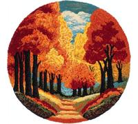Kitquiver Landscape Latch Hook Craft Kits Autumn Forests Latch Hook Kit for Beginners，Tapestry Carpet Latchs Set for Adults Self Knotting Set DIY Craft Kits 60x60cm