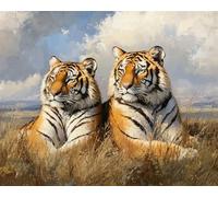 Kitquiver Large Latch Hook Kits for Adults, Two Tigers On The Grass Rug Making Kit for Adults Beginners, Pre-Printed Pattern Rug Making Kit, Tapestry Kits Rug for Beginners, Latch Hook Rug K