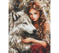 Kitquiver Large Latch Hook Kits for Adults, Wolf and Elf Girl Rug Making Kit for Adults Beginners, Pre-Printed Pattern Rug Making Kit, Tapestry Kits Rug for Beginners, Latch Hook Rug Kits Em