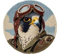 Kitquiver Latch Hook Carpet Kits Peregrine Falcon Wearing Clothes 60x60cm