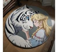 Kitquiver Latch Hook Craft Kit Rug Wolf and Girl 50X50Cm