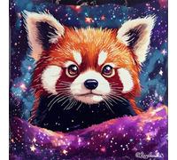 Kitquiver Latch Hook Craft Kits Red Panda Animal and Starry Sky DIY Latch Hook Kits Pillowcase Embroidery,Knitting,Gift for Adults/Beginners 17x17In