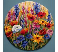 Kitquiver Latch Hook Cushion Kits Colorful Flowers Latch Hook Kit for Beginners，Tapestry Carpet Latchs Set for Adults Self Knotting Set DIY Craft Kits 60x60cm