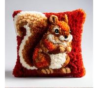 Kitquiver Latch Hook Cushion Kits for Adults - 17X17Inch, Red Squirrel Latch Hook Pillow Case Kits Embroidery 43X43Cm, DIY Needlework Pillow Cover Cushion Rug Making, DIY Craft for Women