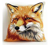 Kitquiver Latch Hook Cushion Kits for Adults Fox Latch Hook Pillow Kits for Adults 43X43cm with Preprinted Pattern Needlework Embroidery Set DIY Handmade Crochet Craft Kit for Sofa Home Decor