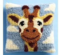 Kitquiver Latch Hook Cushion Kits Giraffe 43X43Cm Latch Hook Pillow Case Kits Embroidery,DIY Needlework Pillow Cover Sofa Cushion Rug Making for Adults and Beginner,Craft Home Decor