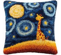 Kitquiver Latch Hook Cushion Kits Giraffes 43X43Cm Latch Hook Pillow Case Kits Embroidery,DIY Needlework Pillow Cover Sofa Cushion Rug Making for Adults and Beginner,Craft Home Decor