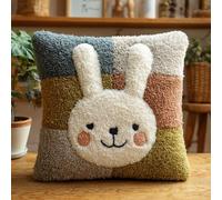 Kitquiver Latch Hook Cushion Kits Little White Rabbit 43X43Cm Latch Hook Pillow Case Kits Embroidery,DIY Needlework Pillow Cover Sofa Cushion Rug Making Kits for Adults and,Craft Kits Home Decor
