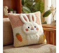Kitquiver Latch Hook Cushion Kits Little White Rabbit 43X43Cm Latch Hook Pillow Case Kits Embroidery,DIY Needlework Pillow Cover Sofa Cushion Rug Making Kits for Adults and,Craft Kits Home Decor