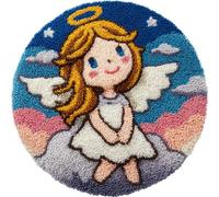 Kitquiver Latch Hook Kit Rug Cartoon Angel Girl Latch Hook Kit for Beginners，Tapestry Carpet Latchs Set for Adults Self Knotting Set DIY Craft Kits 100x100cm